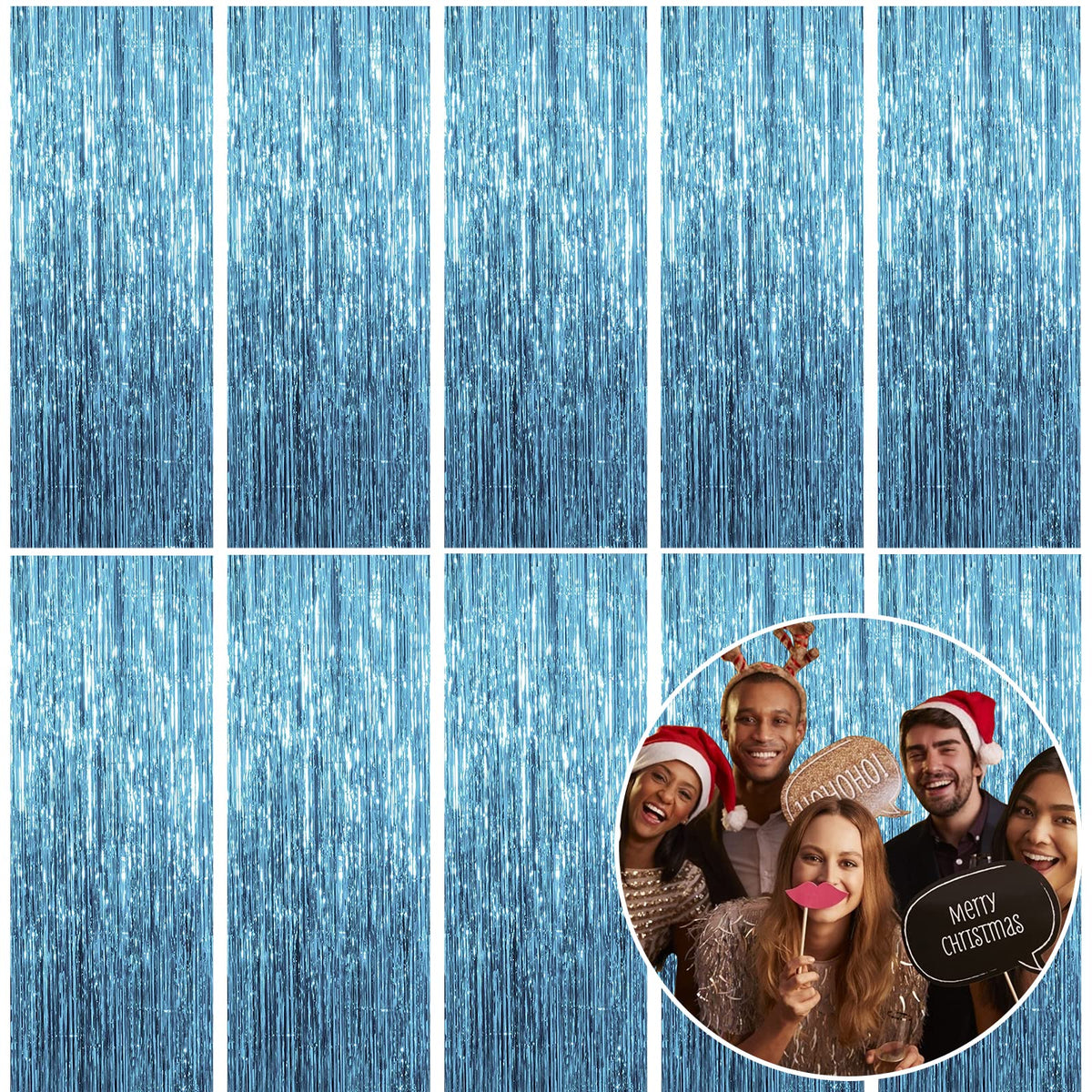 Metallic Foil Fringe Backdrop Curtain for Party Events