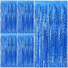 Wavy Metallic Tinsel Fringe Backdrop Curtain for Parties
