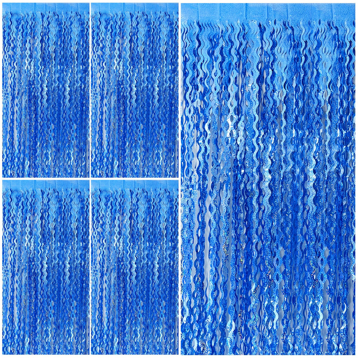 Wavy Metallic Tinsel Fringe Backdrop Curtain for Parties