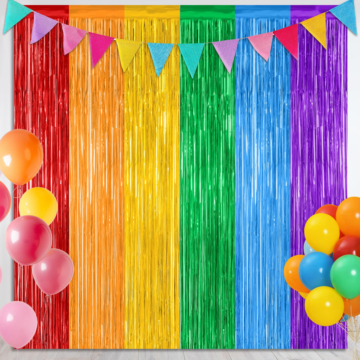 Colorful Foil Fringe Backdrop Curtain for Party Photos