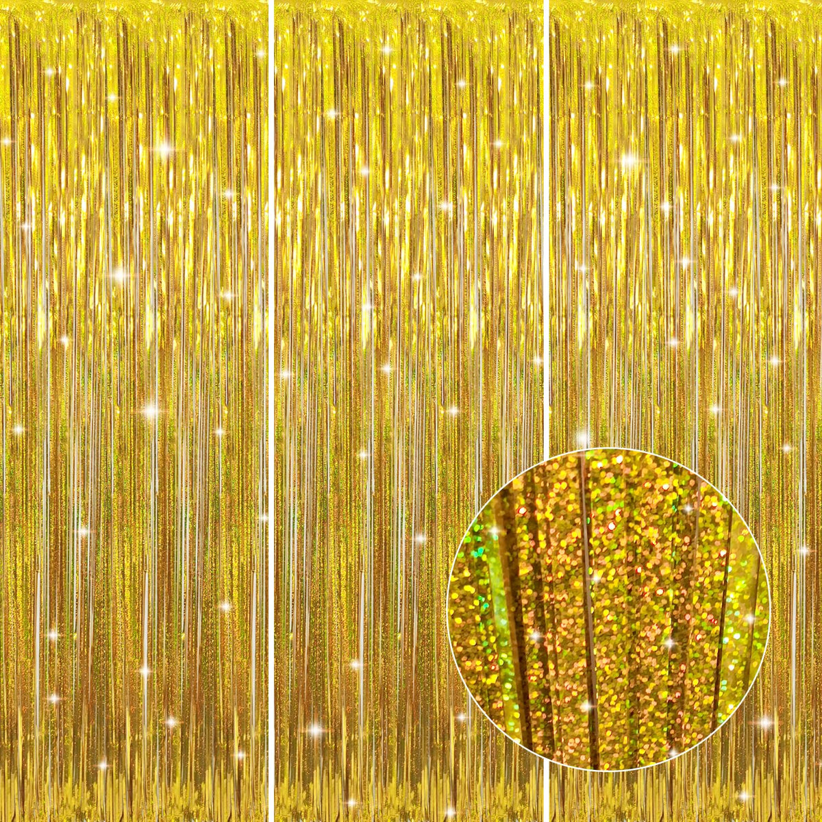 Metallic Tinsel Fringe Backdrop Curtain for Party Events