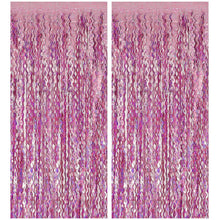 Wavy Metallic Tinsel Fringe Backdrop Curtain for Parties