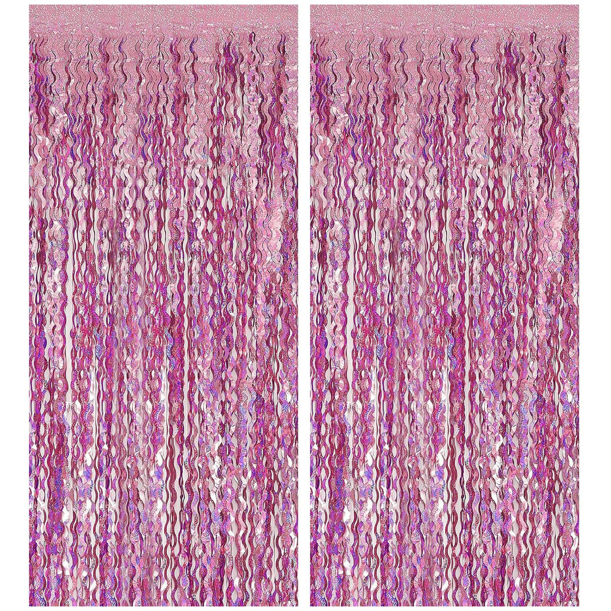 Wavy Metallic Tinsel Fringe Backdrop Curtain for Parties