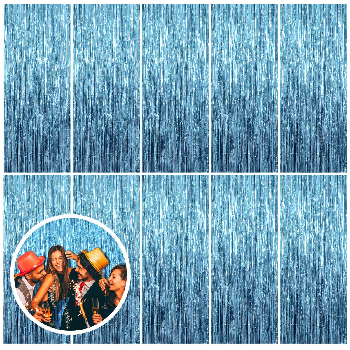 Foil Fringe Streamer Backdrop Curtain for Party Events
