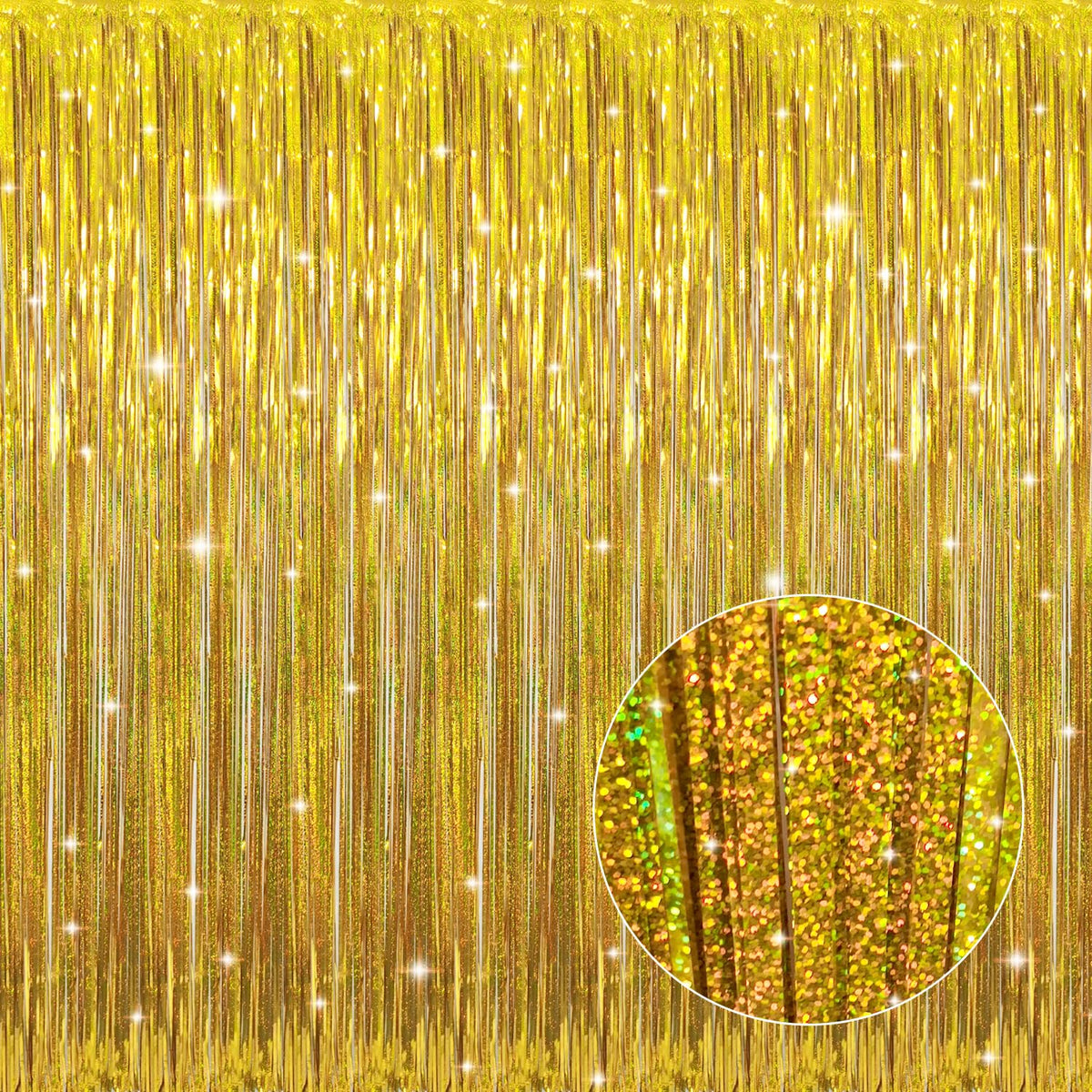 Metallic Tinsel Fringe Backdrop Curtain for Party Events