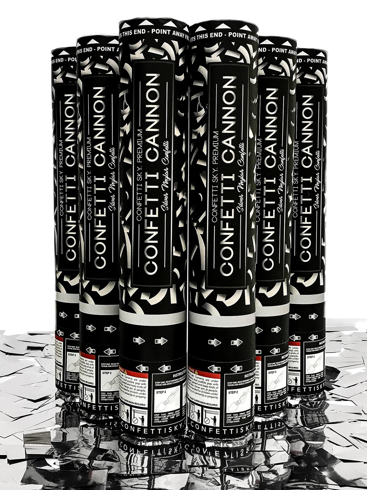 6-Pack 12-Inch Confetti Cannons for Party Celebrations