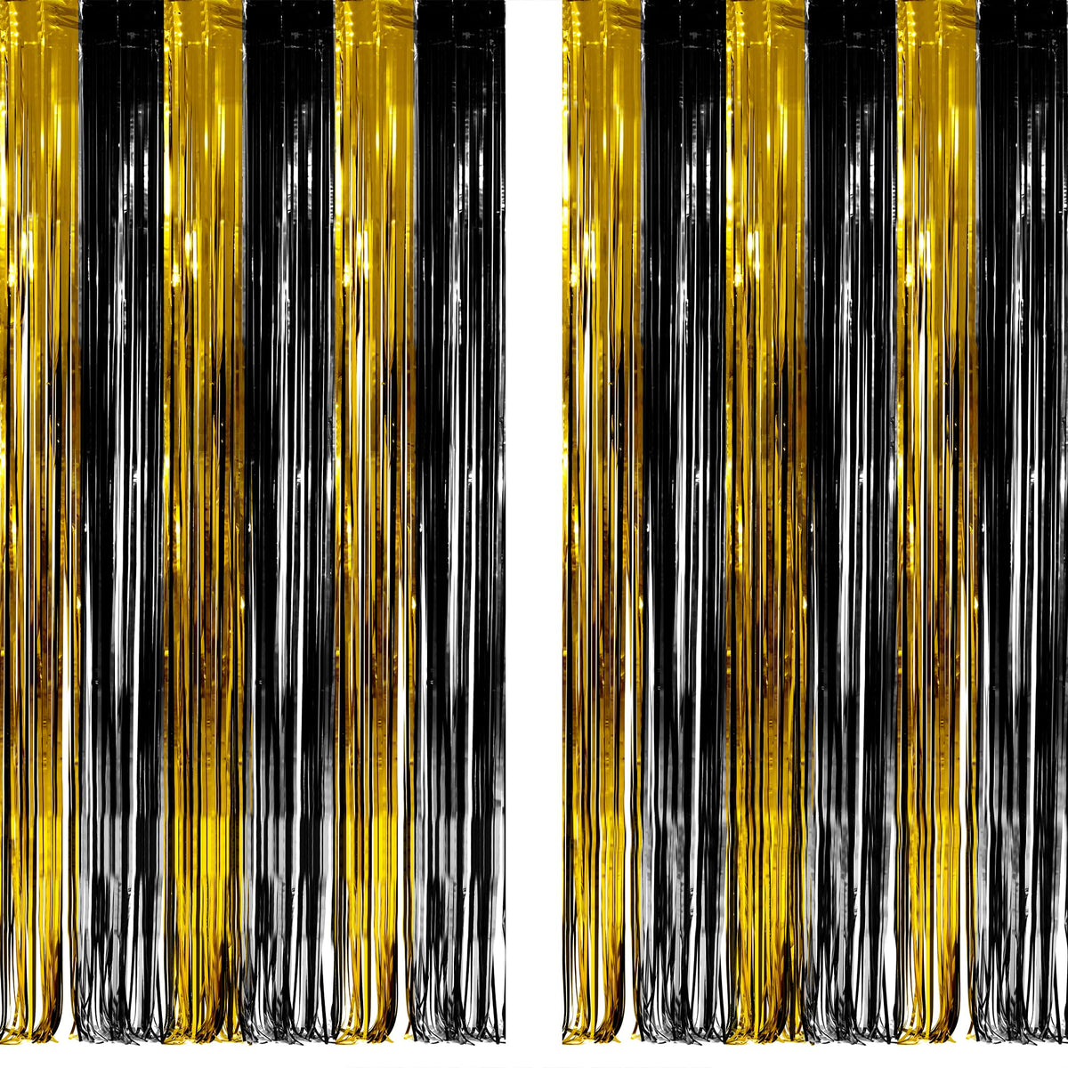 2-Pack Foil Fringe Backdrop Curtains for Party Events