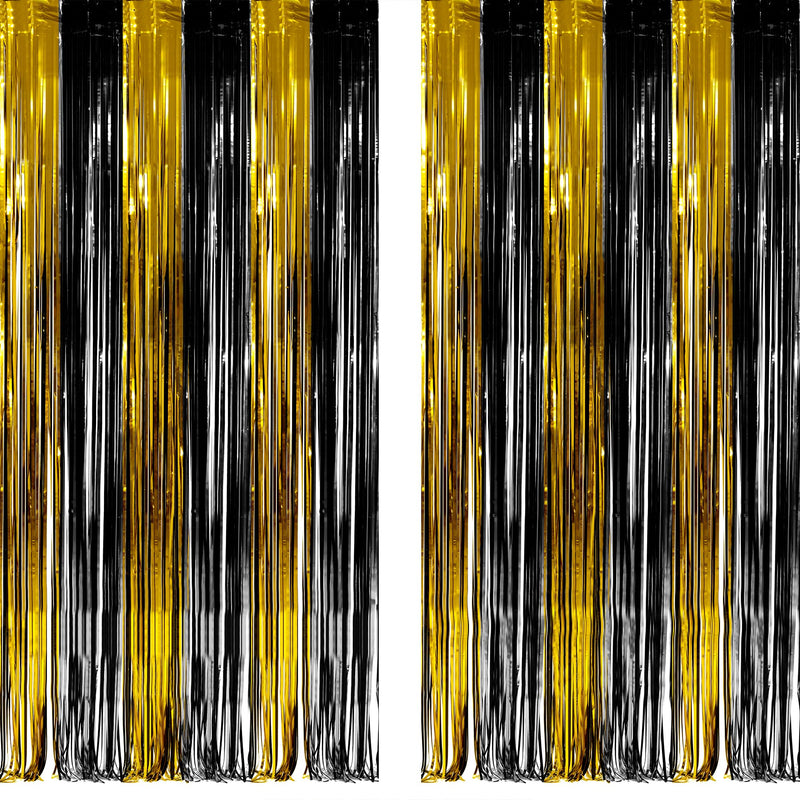 2-Pack Foil Fringe Backdrop Curtains for Party Events