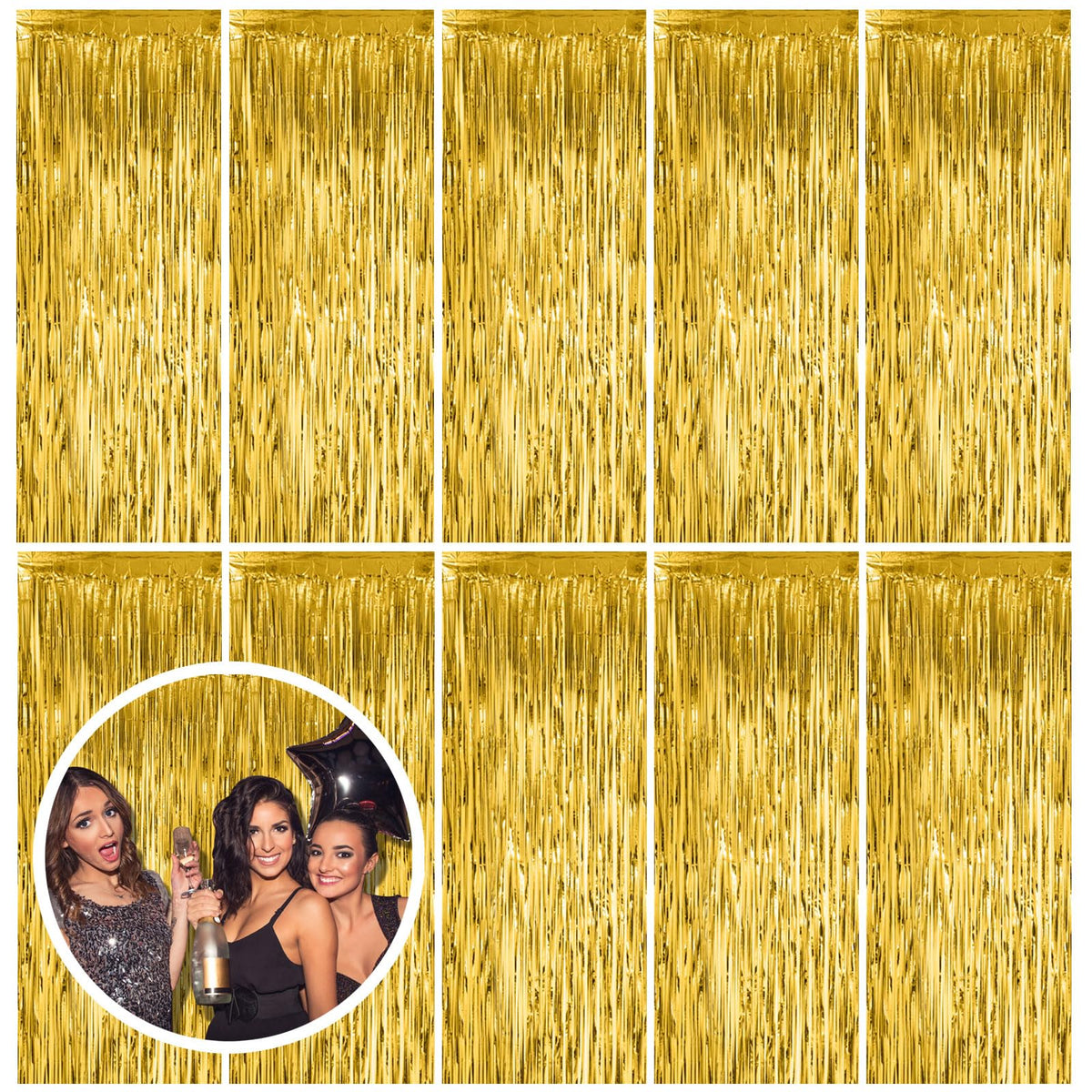 Foil Fringe Streamer Backdrop Curtain for Party Events
