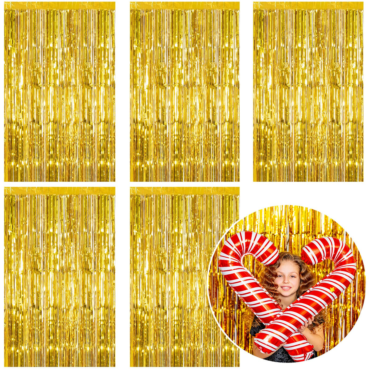 Metallic Foil Fringe Backdrop Curtain for Party Events