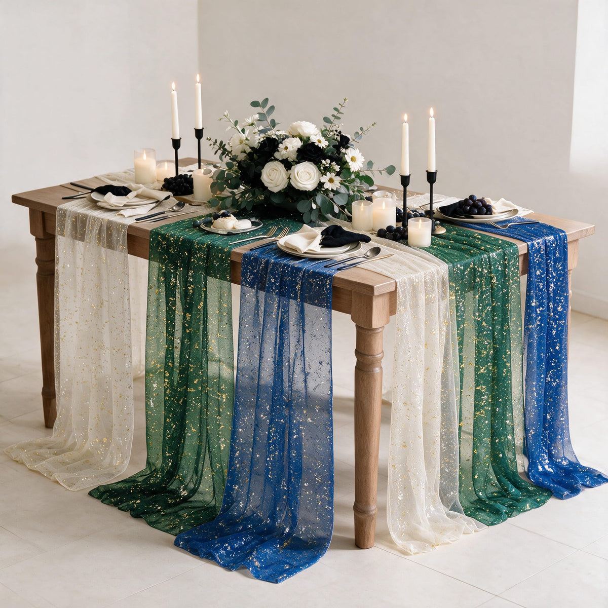 Metallic Foil Gauze Table Runner for Party Decor