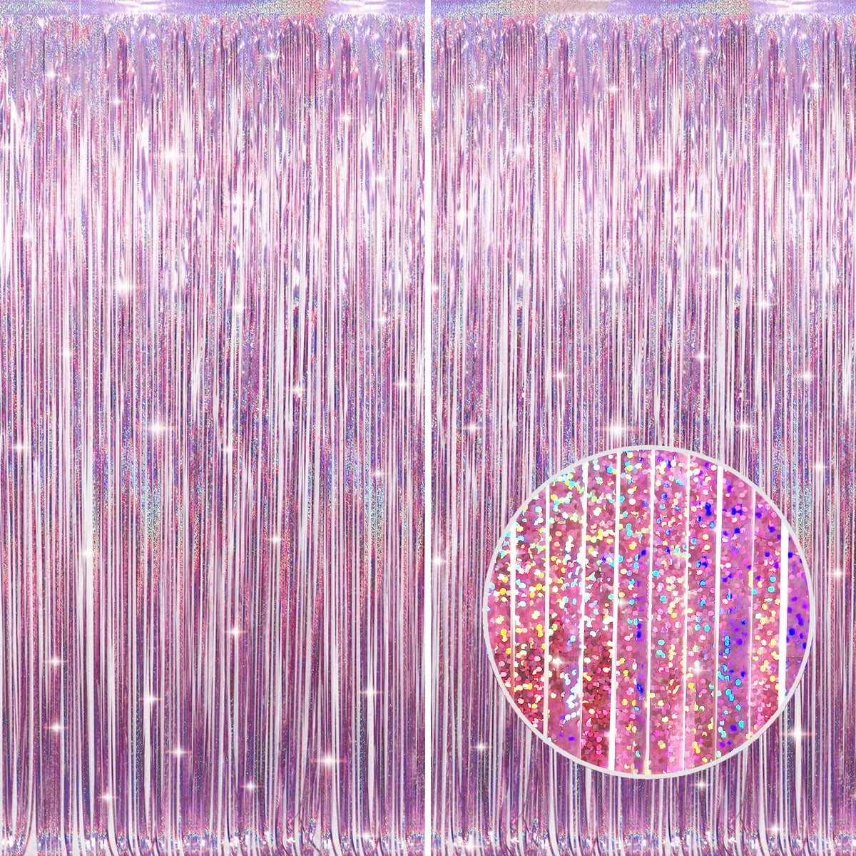 Metallic Tinsel Fringe Backdrop Curtain for Party Events