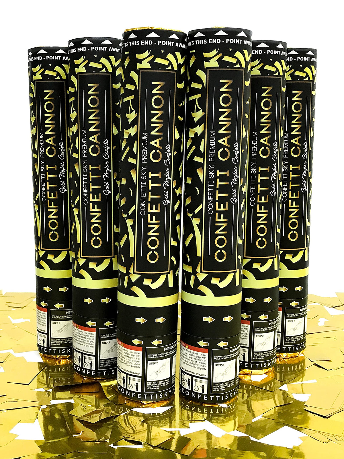 6-Pack 12-Inch Confetti Cannons for Party Celebrations