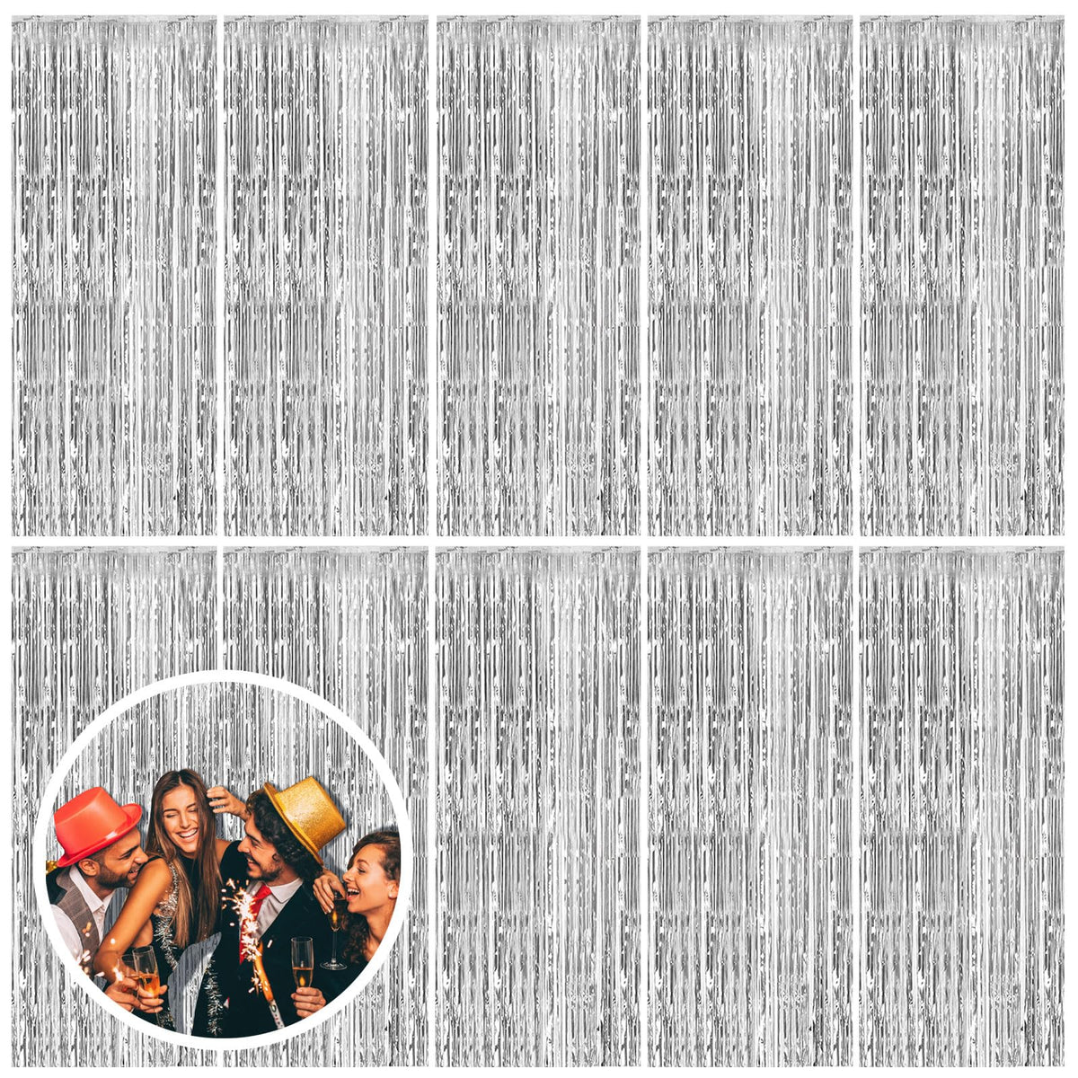 Foil Fringe Streamer Backdrop Curtain for Party Events
