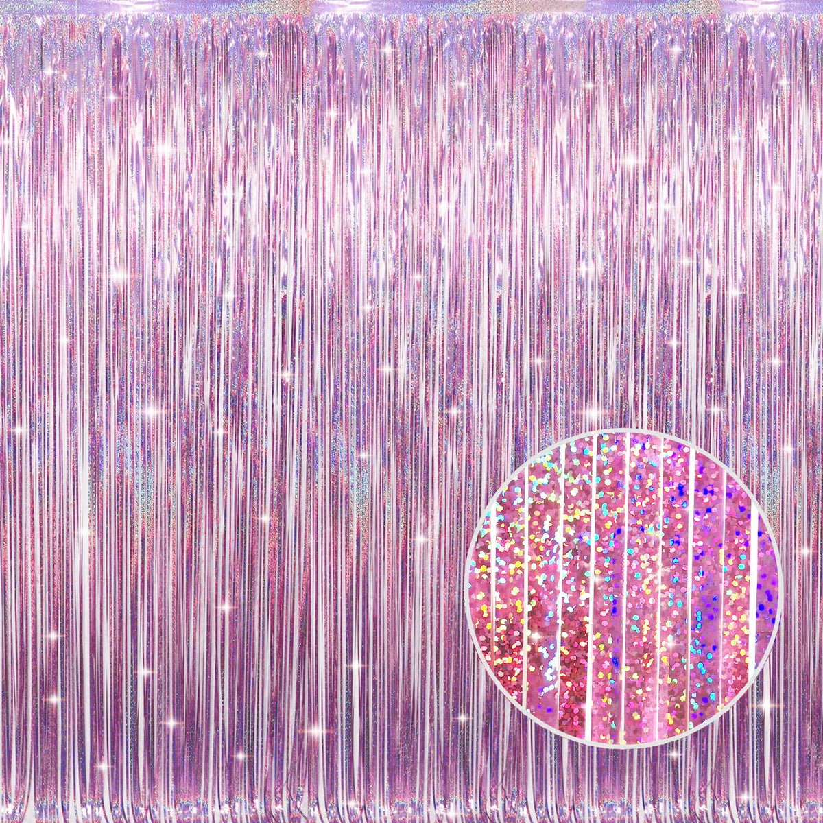 Metallic Tinsel Fringe Backdrop Curtain for Party Events