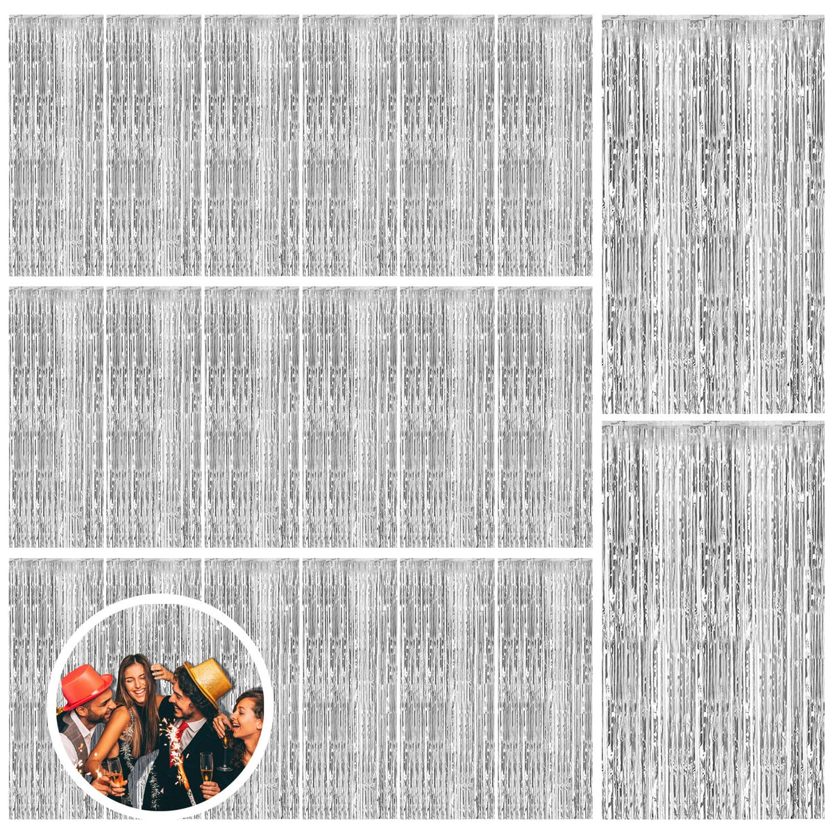 Foil Fringe Streamer Backdrop Curtain for Party Events
