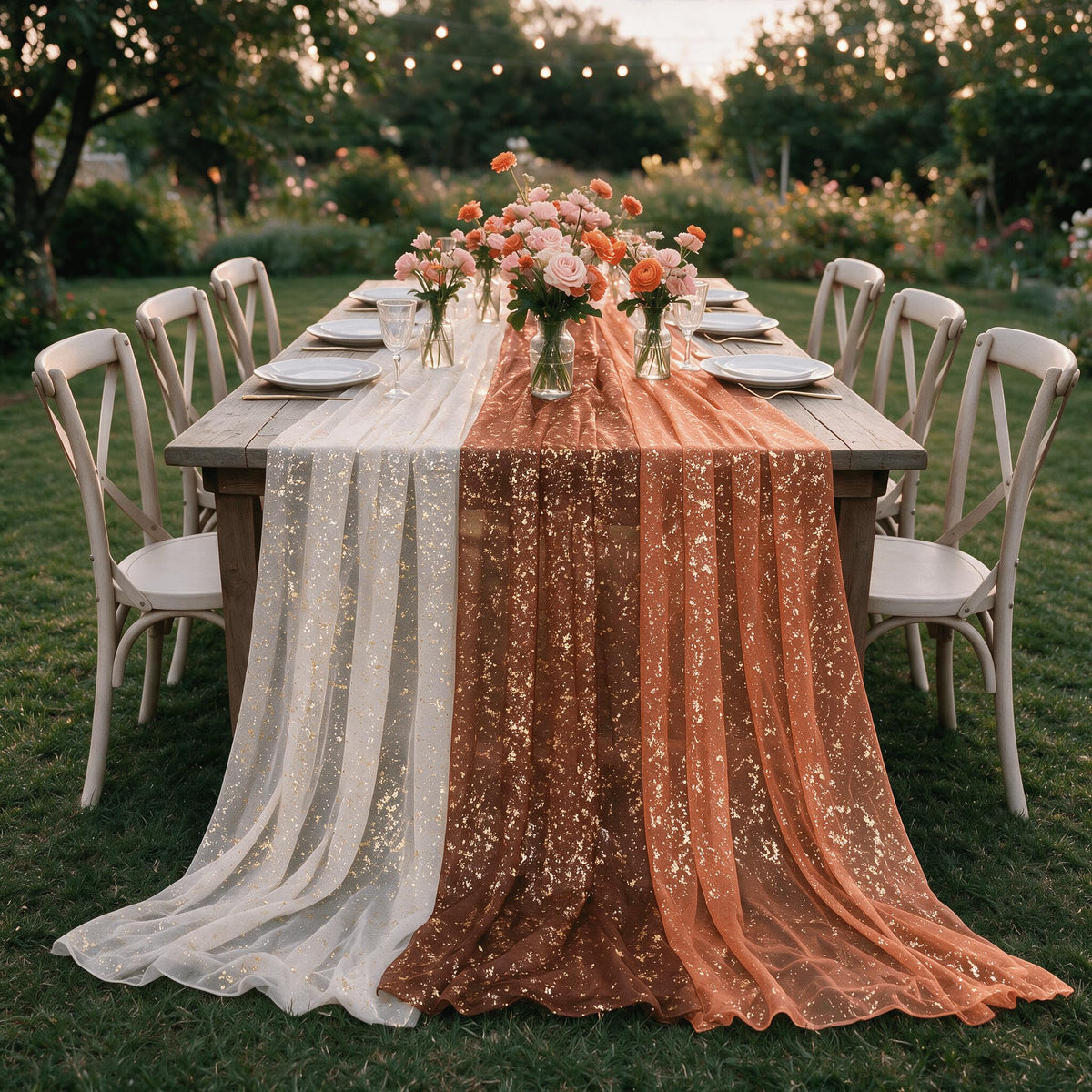 Metallic Foil Gauze Table Runner for Party Decor