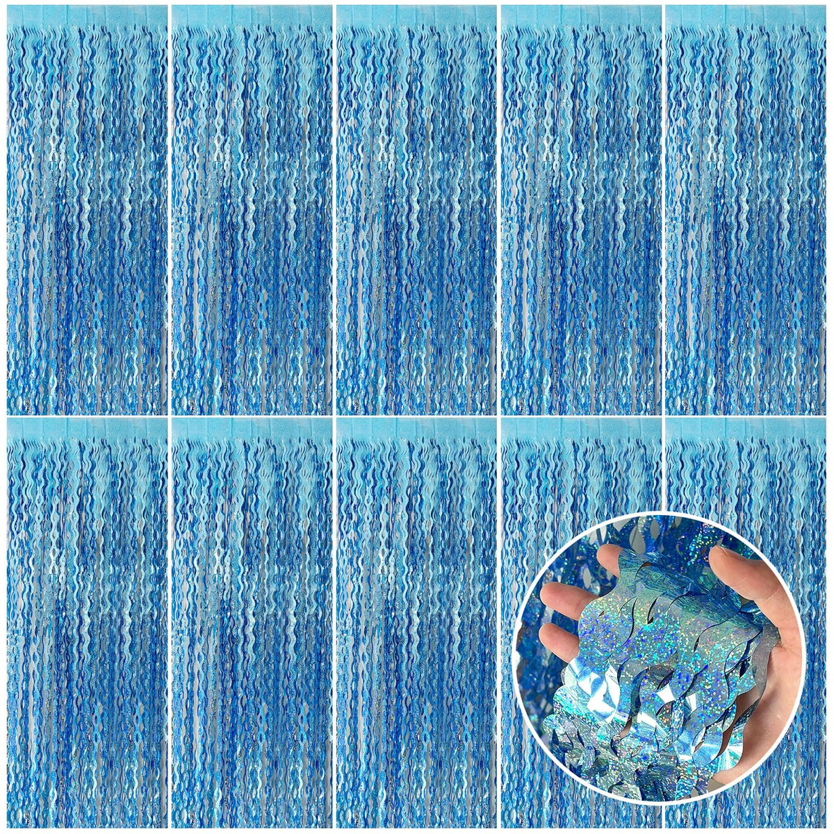 Wavy Metallic Tinsel Fringe Backdrop Curtain for Parties