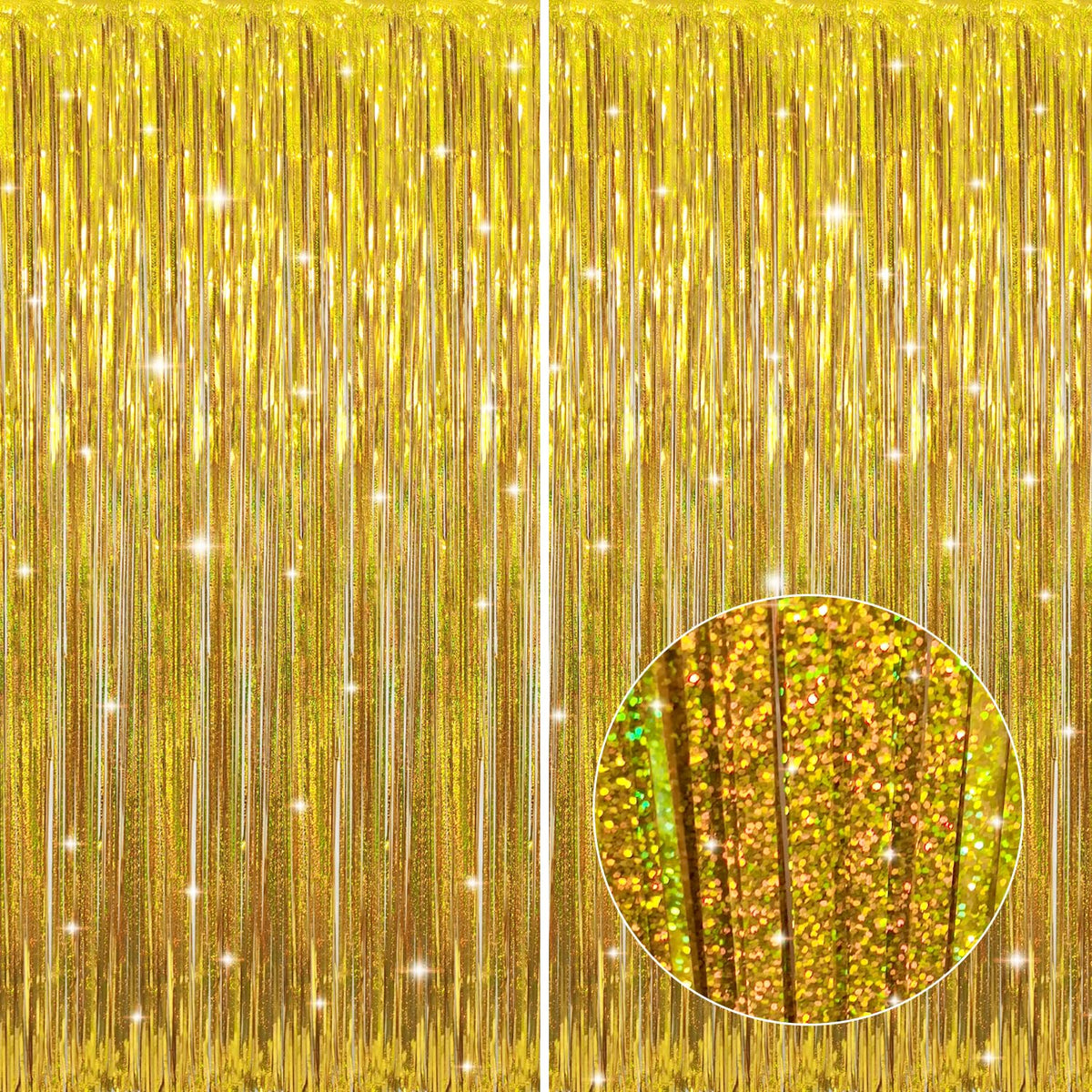 Metallic Tinsel Fringe Backdrop Curtain for Party Events