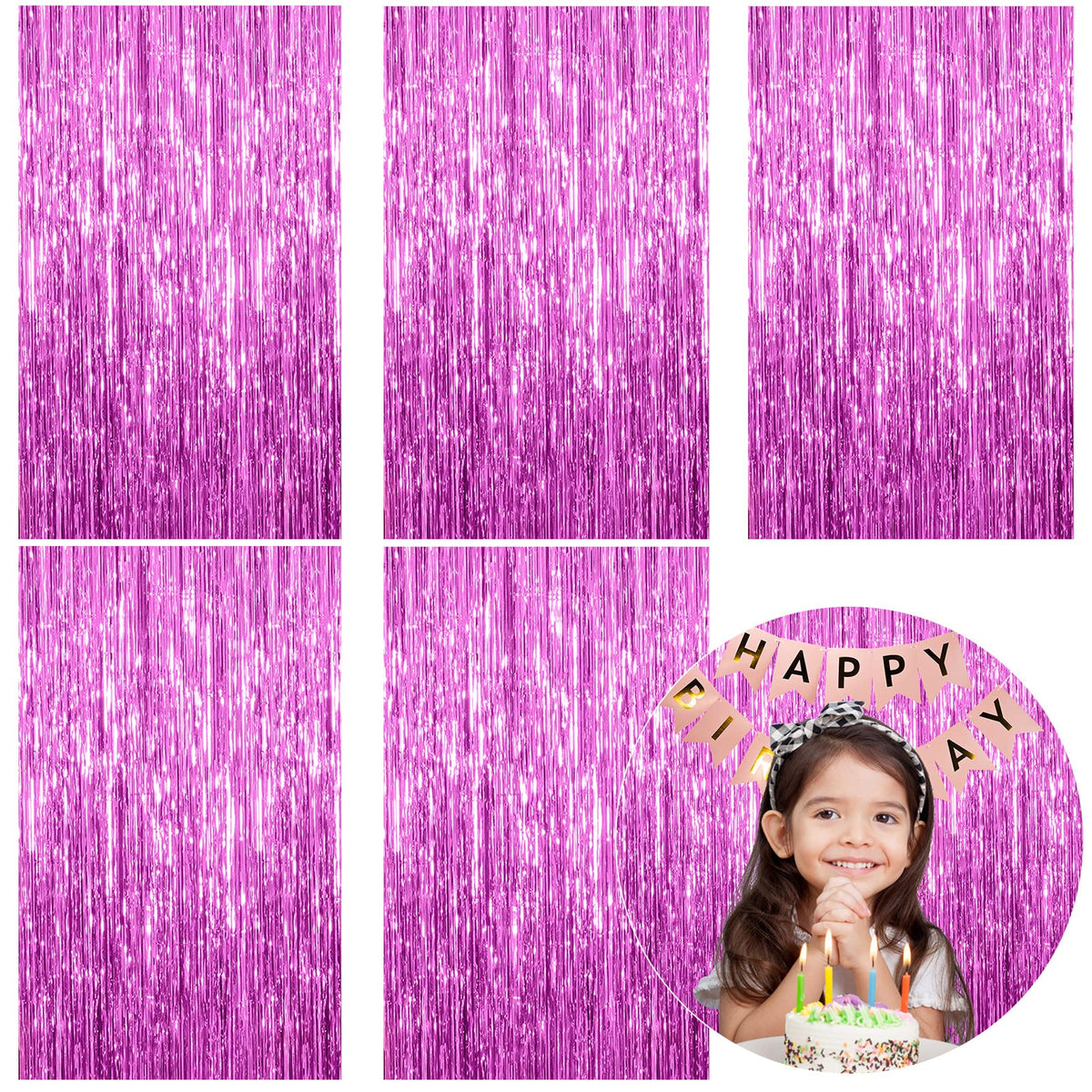 Metallic Foil Fringe Backdrop Curtain for Party Events