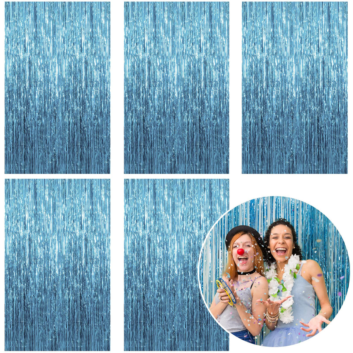 Metallic Foil Fringe Backdrop Curtain for Party Events
