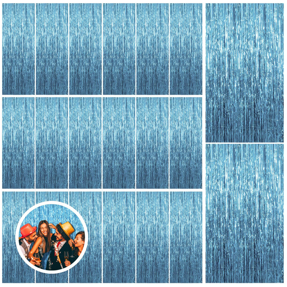 Foil Fringe Streamer Backdrop Curtain for Party Events
