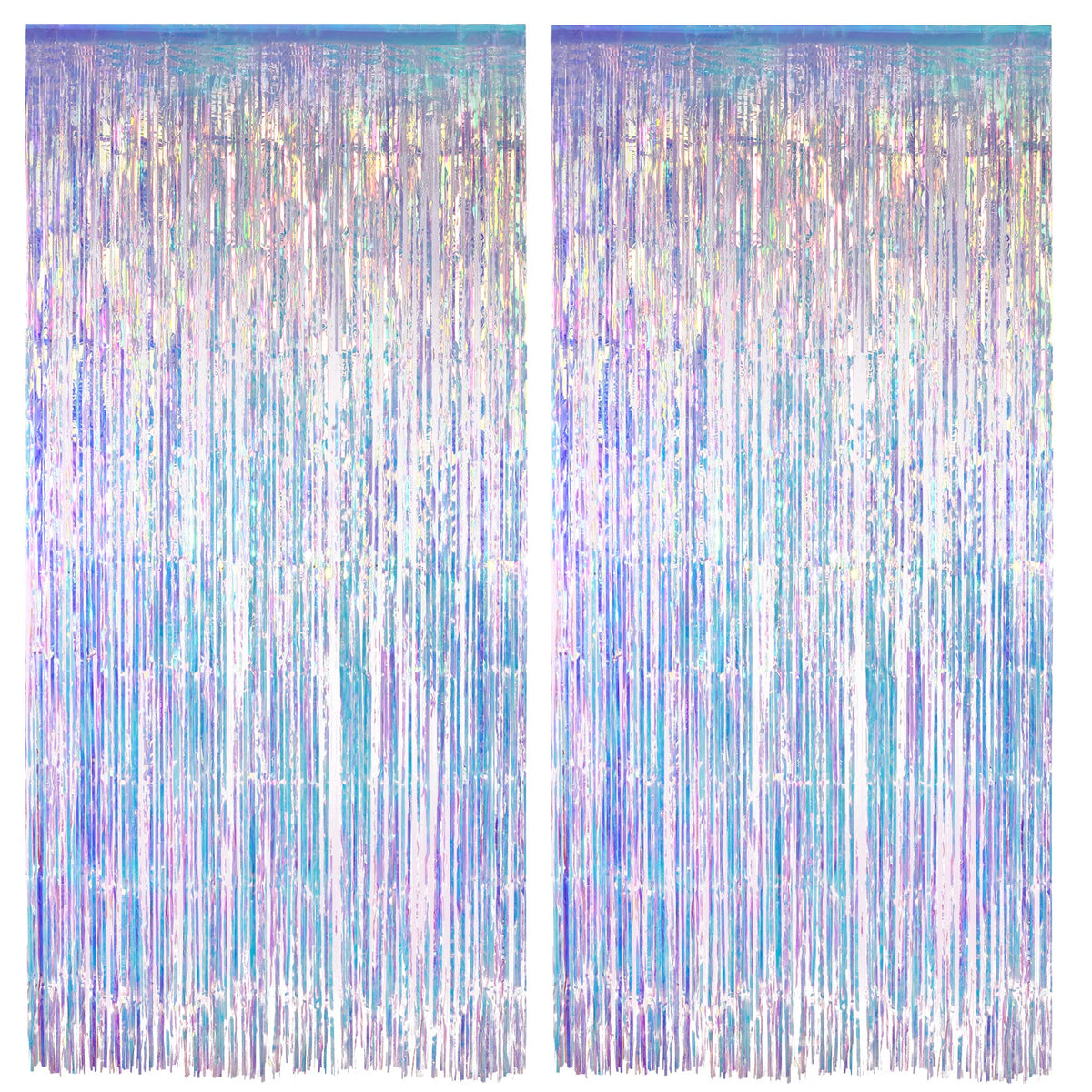 2-Pack Foil Fringe Backdrop Curtains for Party Events