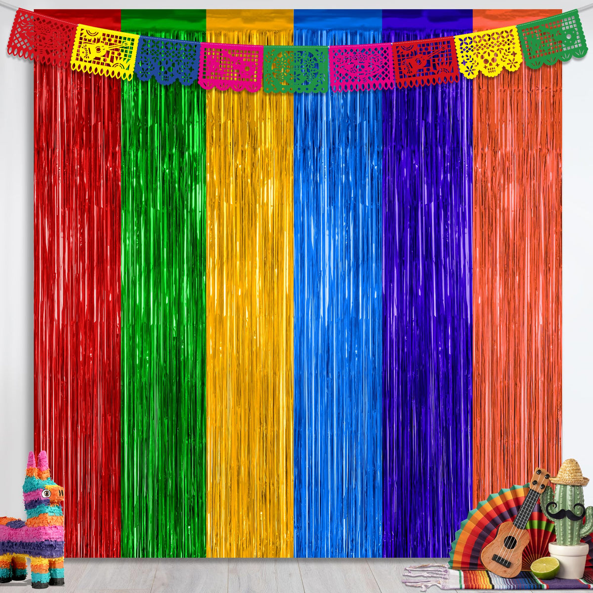 Colorful Foil Fringe Backdrop Curtain for Party Photos