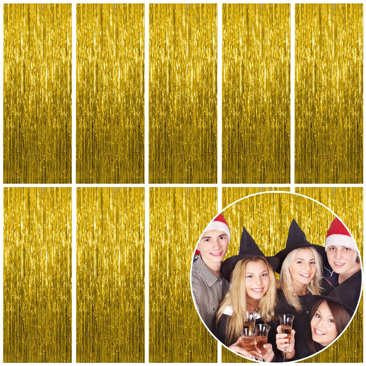 Metallic Foil Fringe Backdrop Curtain for Party Events