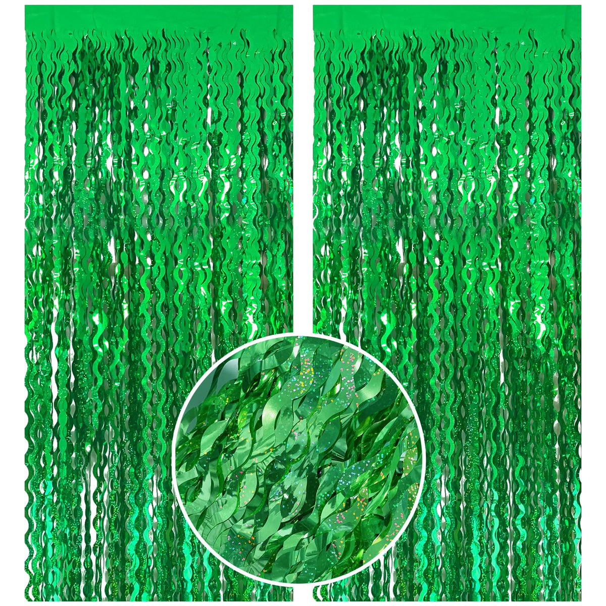 Wavy Metallic Tinsel Fringe Backdrop Curtain for Parties
