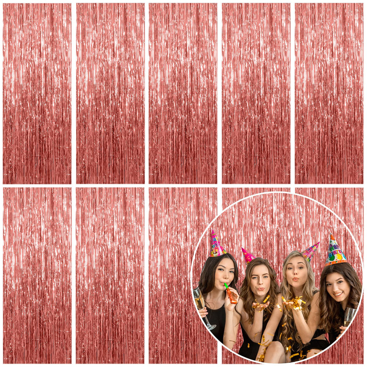Metallic Foil Fringe Backdrop Curtain for Party Events