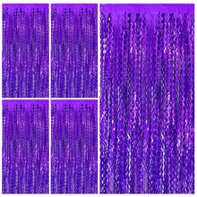 Wavy Metallic Tinsel Fringe Backdrop Curtain for Parties