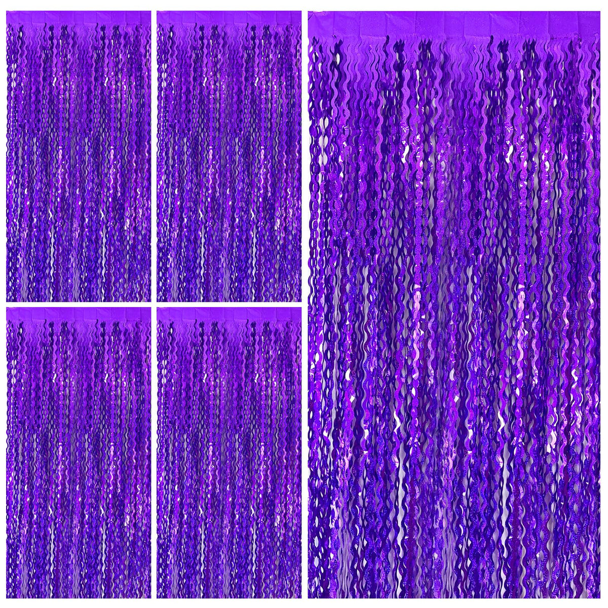 Wavy Metallic Tinsel Fringe Backdrop Curtain for Parties