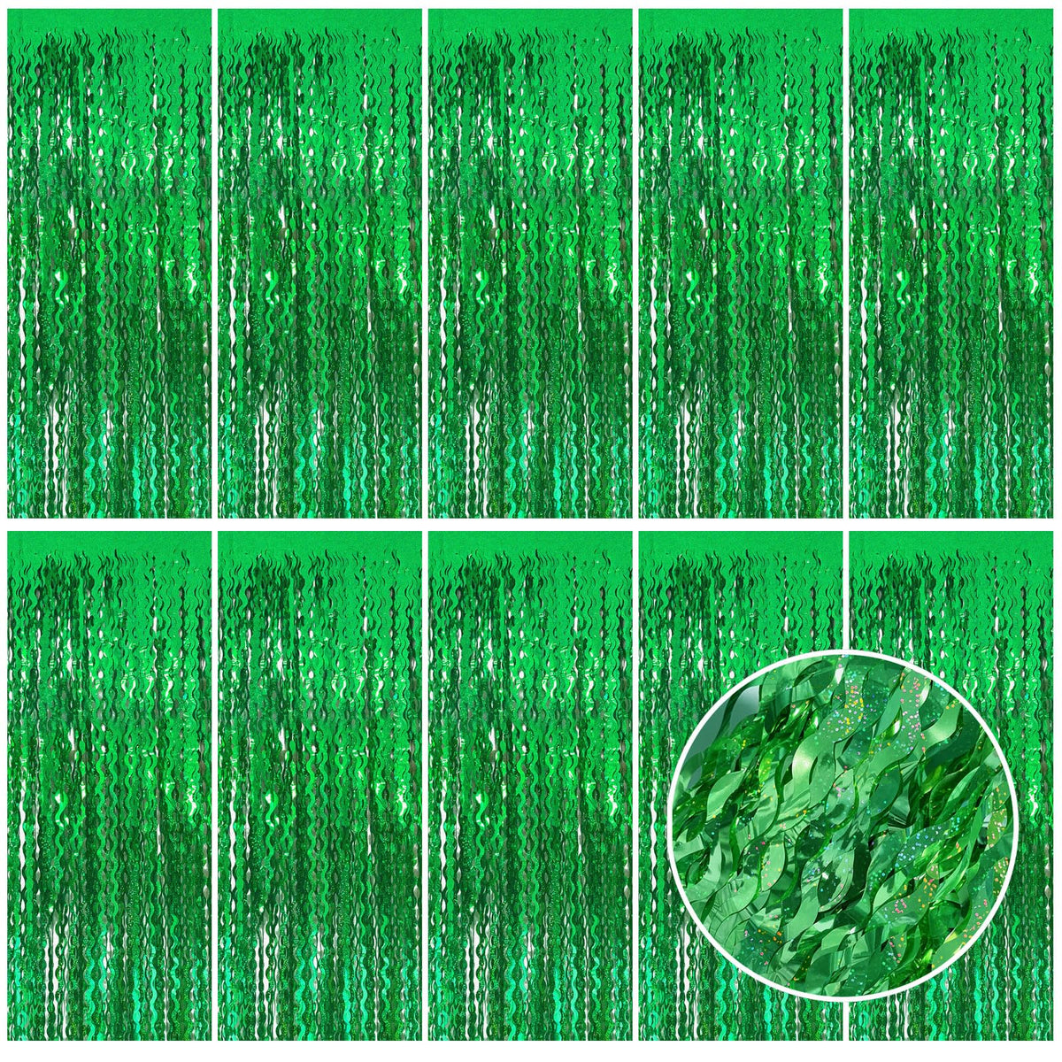 Wavy Metallic Tinsel Fringe Backdrop Curtain for Parties