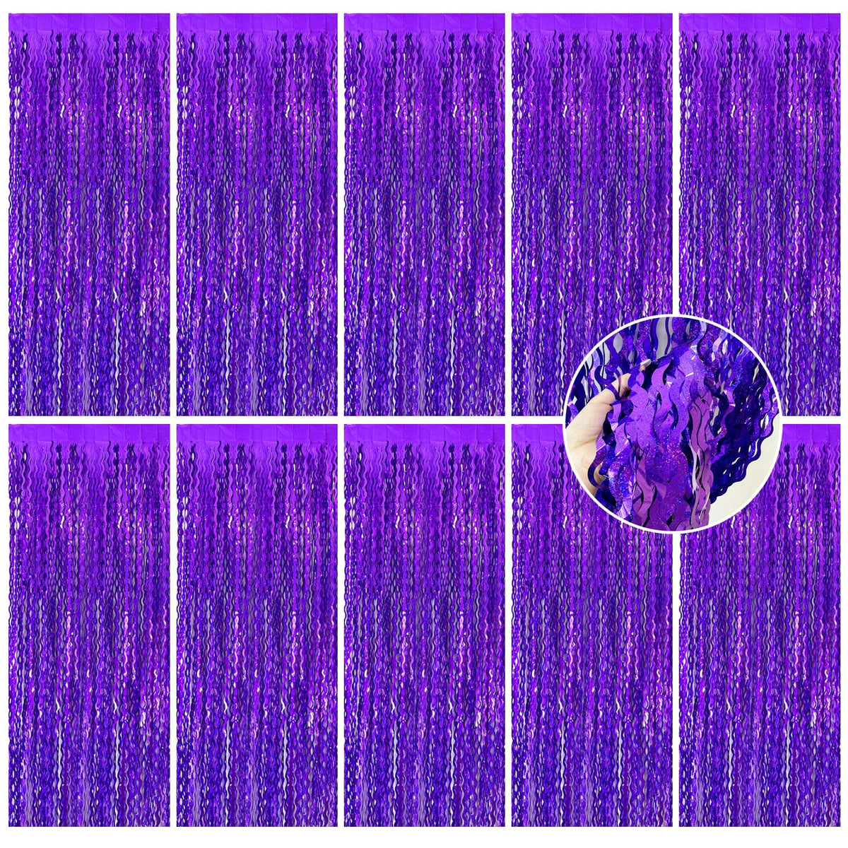 Wavy Metallic Tinsel Fringe Backdrop Curtain for Parties