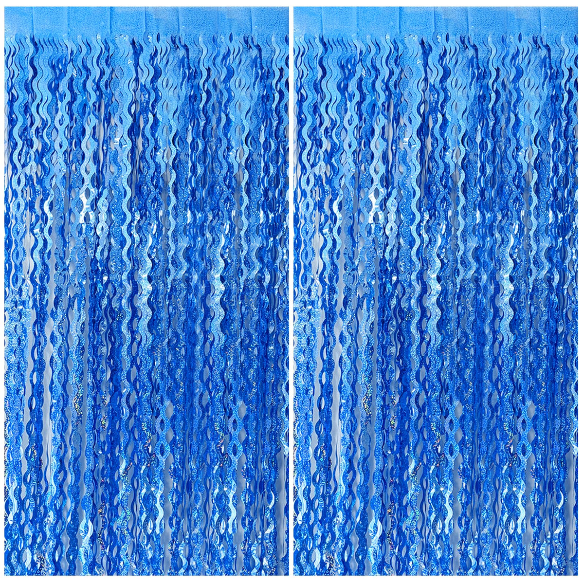Wavy Metallic Tinsel Fringe Backdrop Curtain for Parties