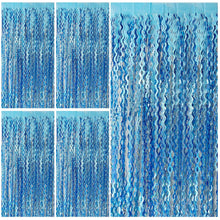 Wavy Metallic Tinsel Fringe Backdrop Curtain for Parties