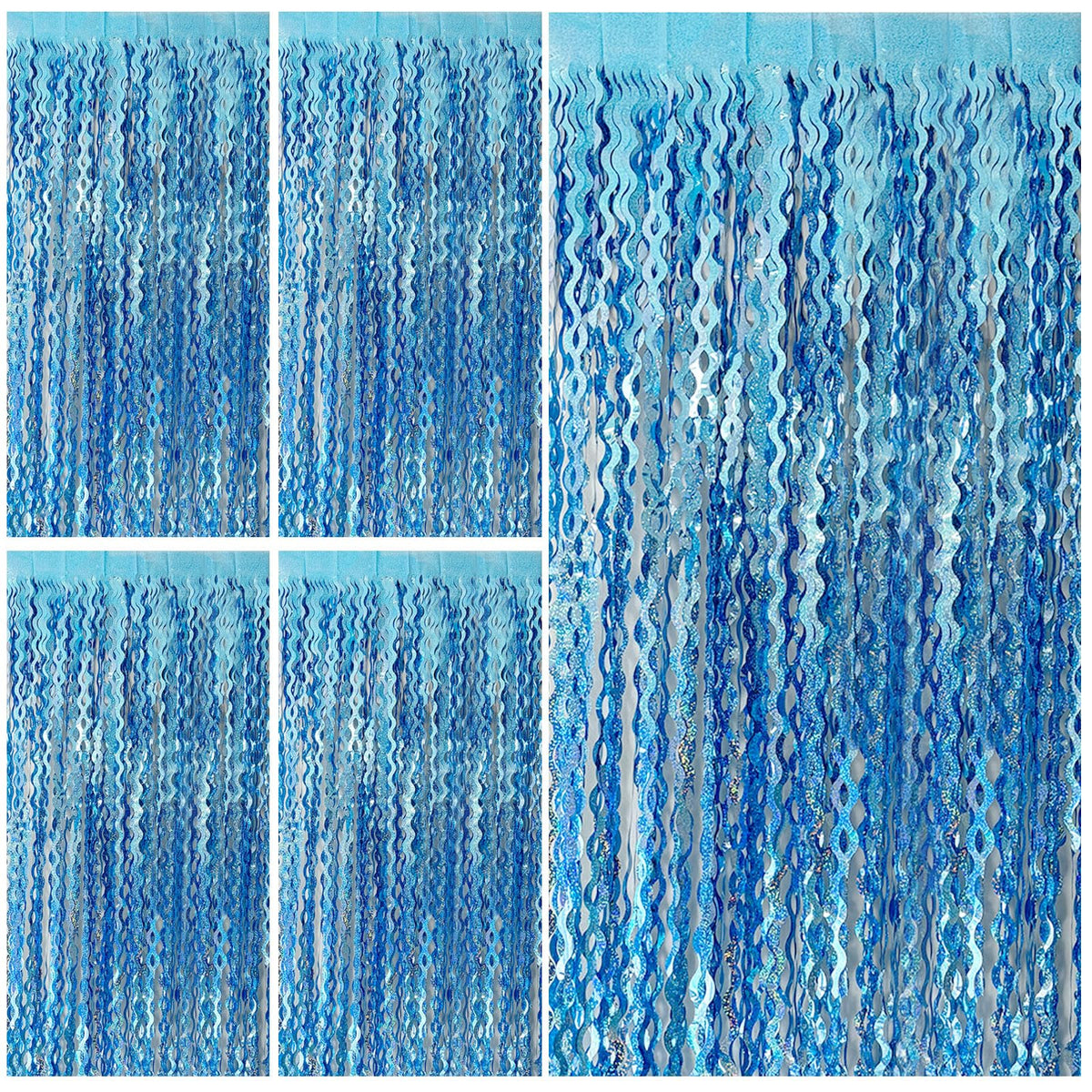 Wavy Metallic Tinsel Fringe Backdrop Curtain for Parties