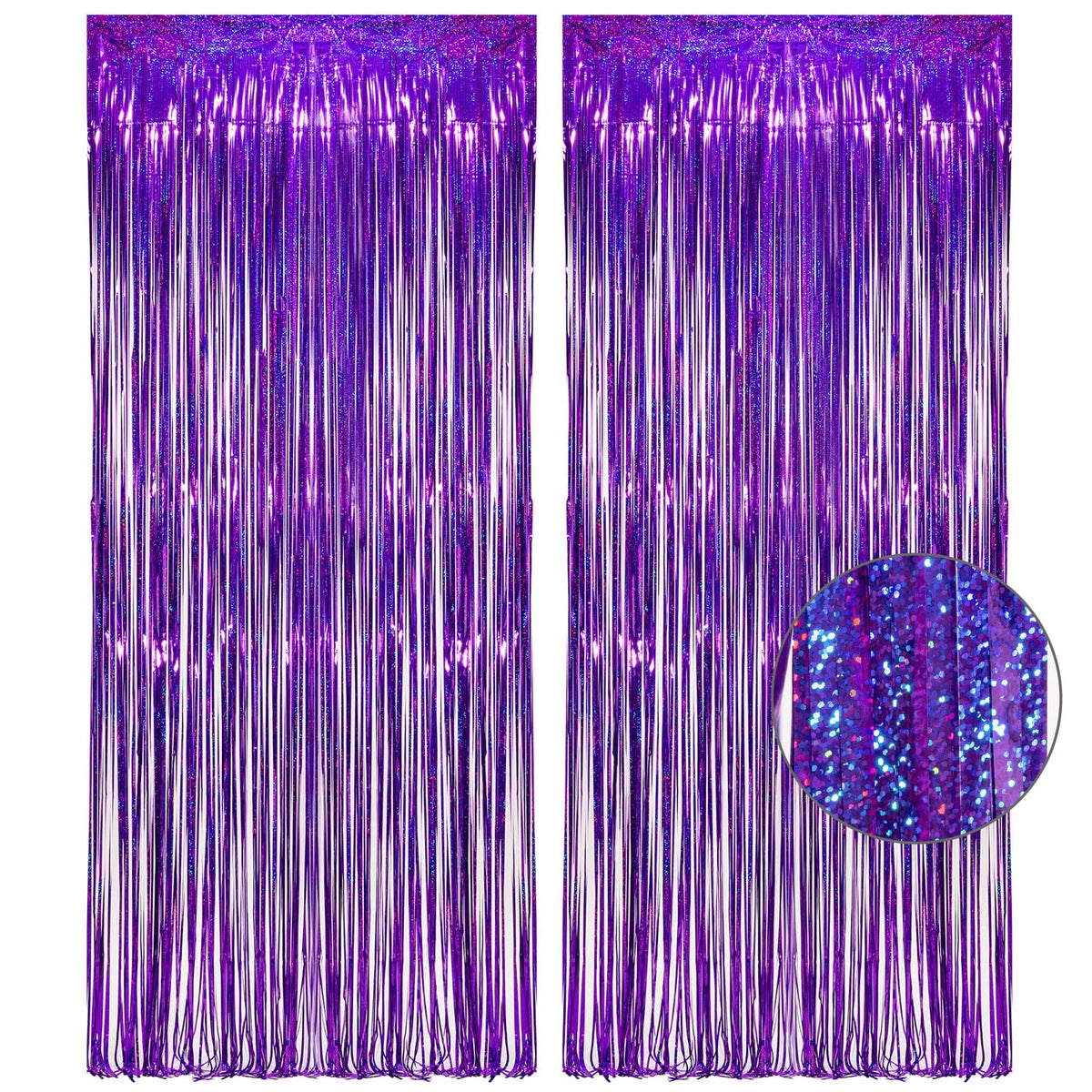 2-Pack Foil Fringe Backdrop Curtains for Party Events