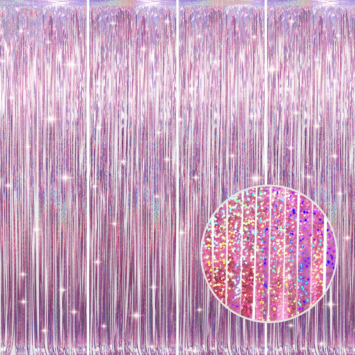 Metallic Tinsel Fringe Backdrop Curtain for Party Events