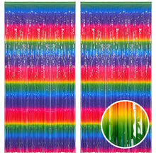 2-Pack Foil Fringe Backdrop Curtains for Party Events