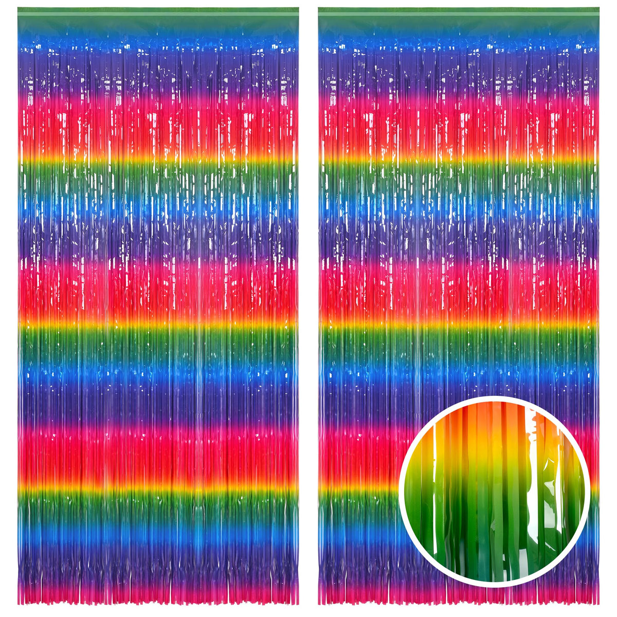 2-Pack Foil Fringe Backdrop Curtains for Party Events