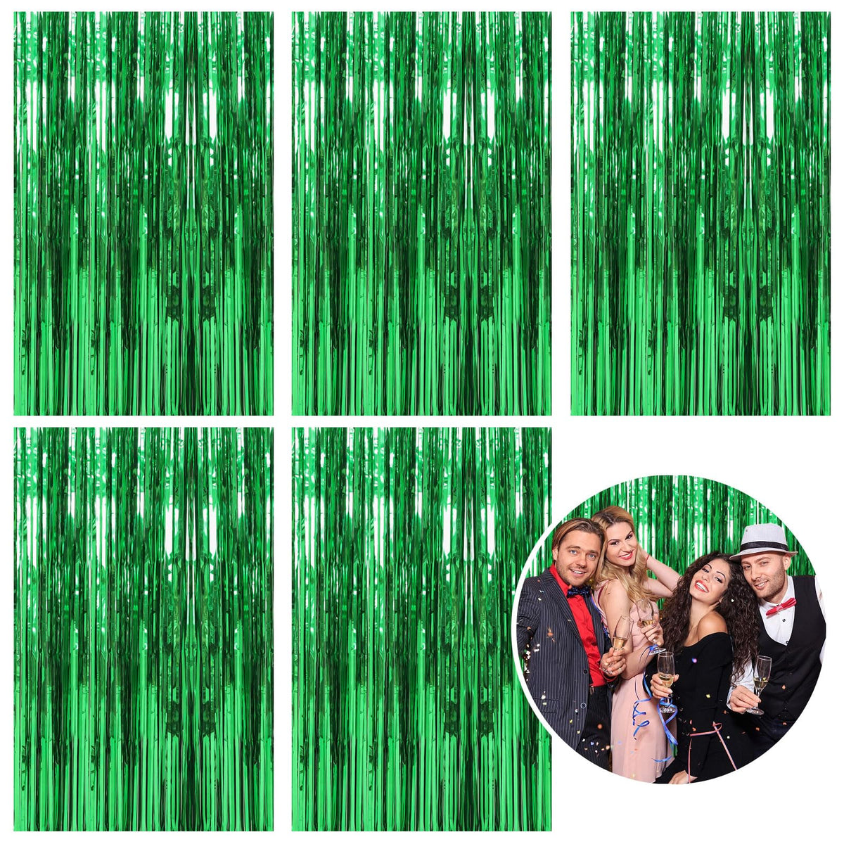 Metallic Foil Fringe Backdrop Curtain for Party Events