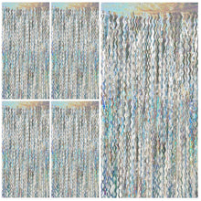 Wavy Metallic Tinsel Fringe Backdrop Curtain for Parties