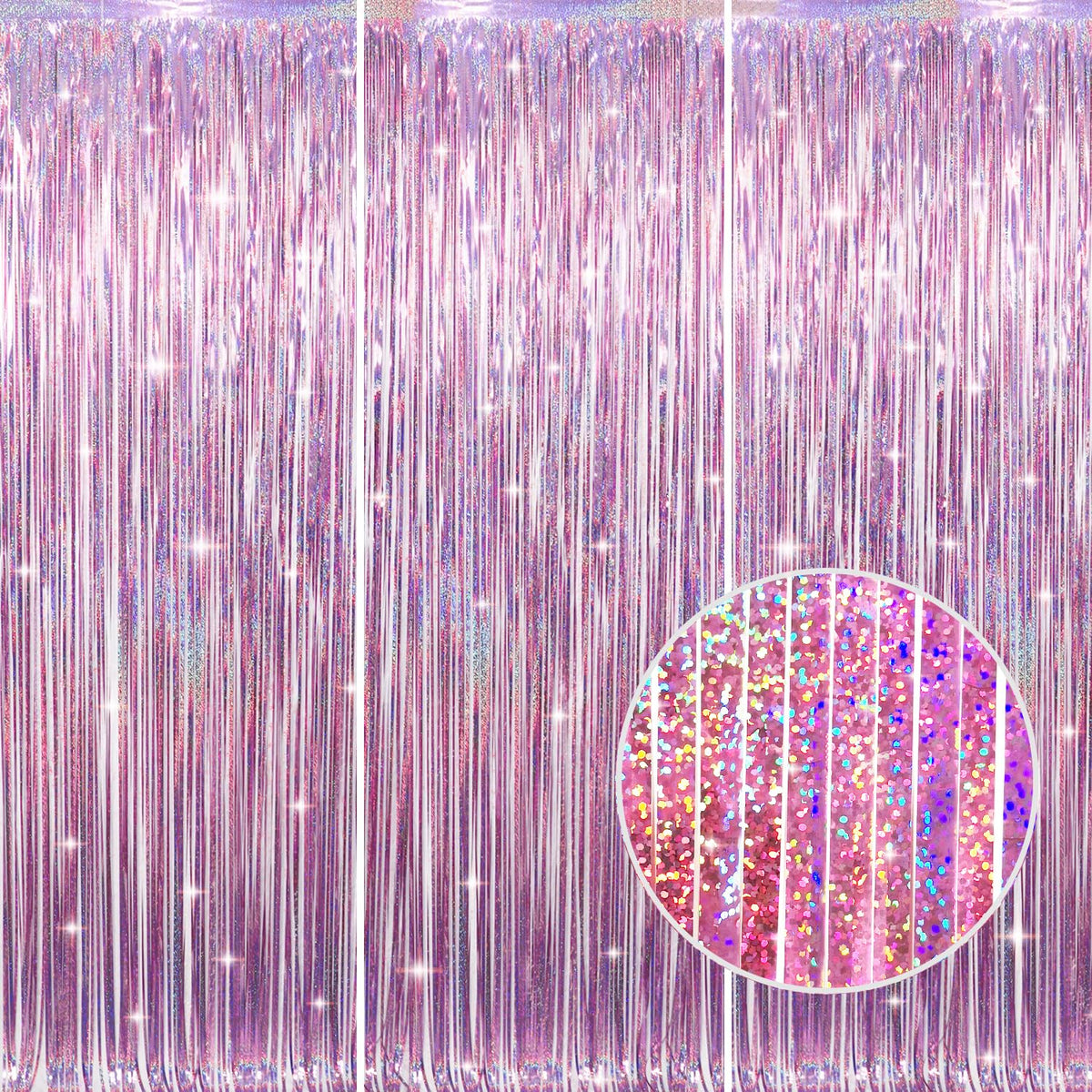 Metallic Tinsel Fringe Backdrop Curtain for Party Events