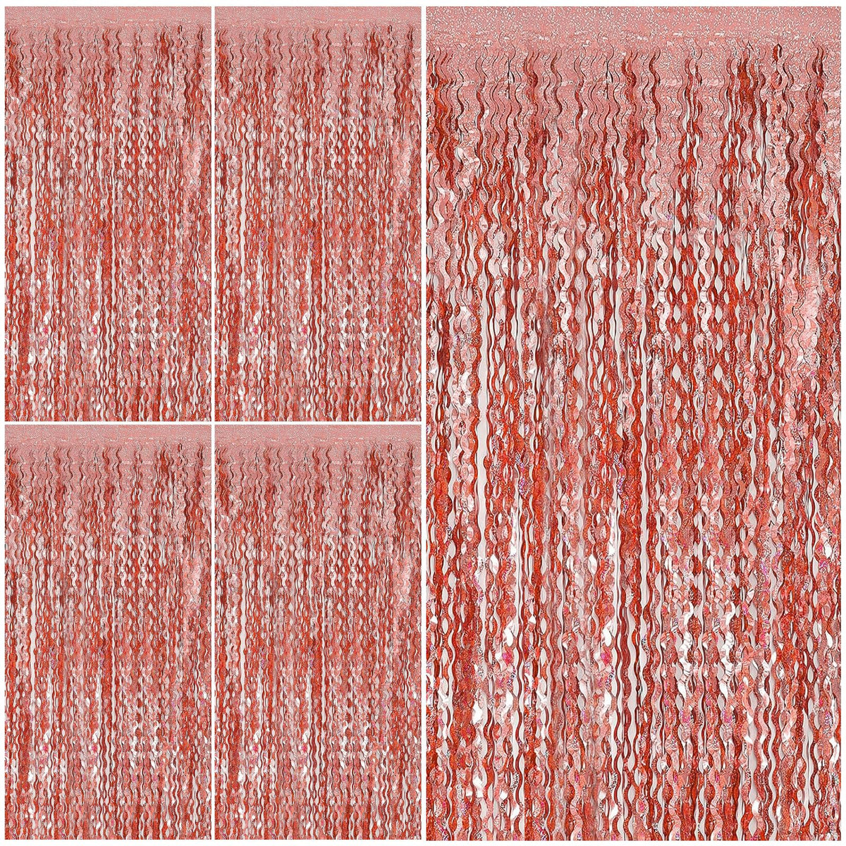 Wavy Metallic Tinsel Fringe Backdrop Curtain for Parties