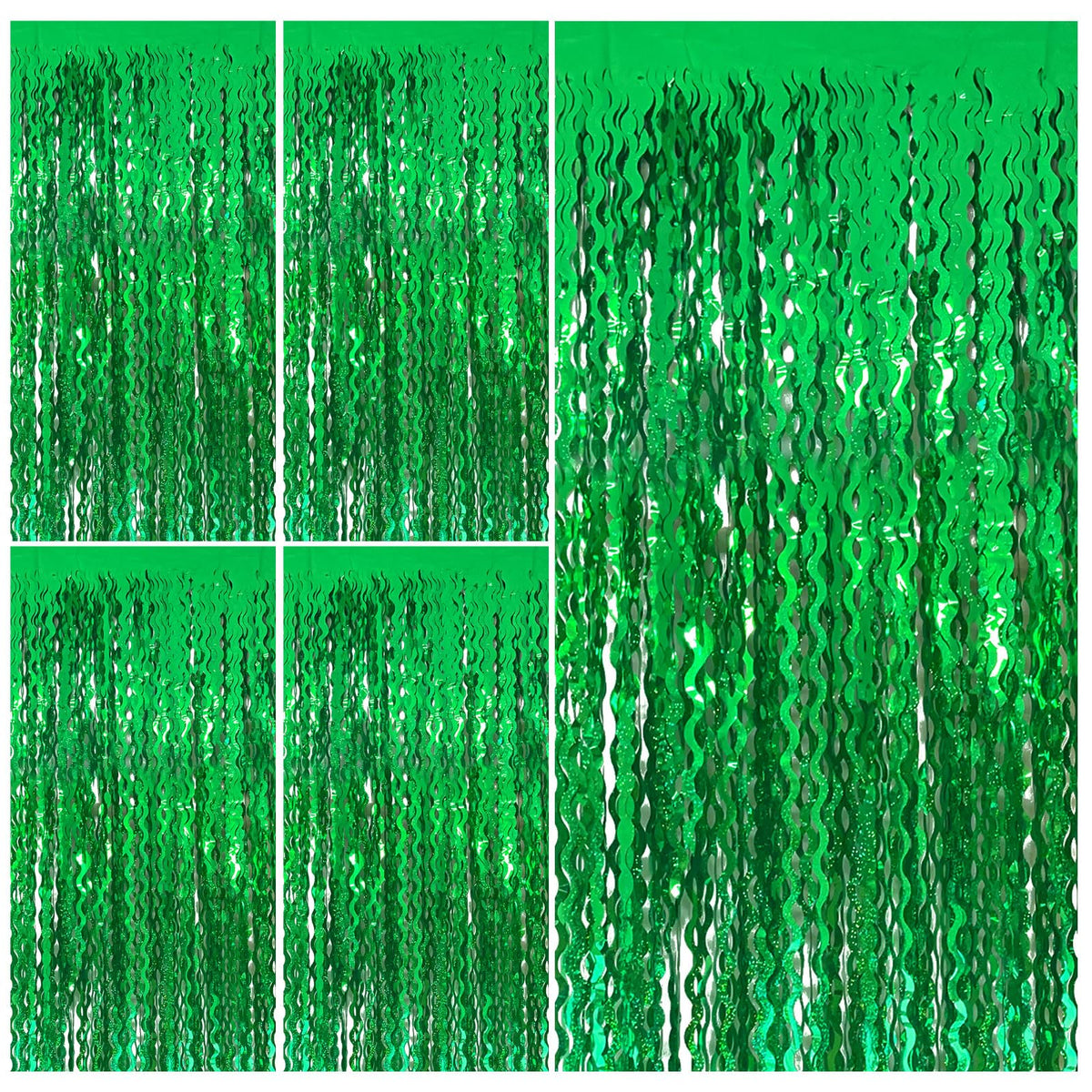 Wavy Metallic Tinsel Fringe Backdrop Curtain for Parties
