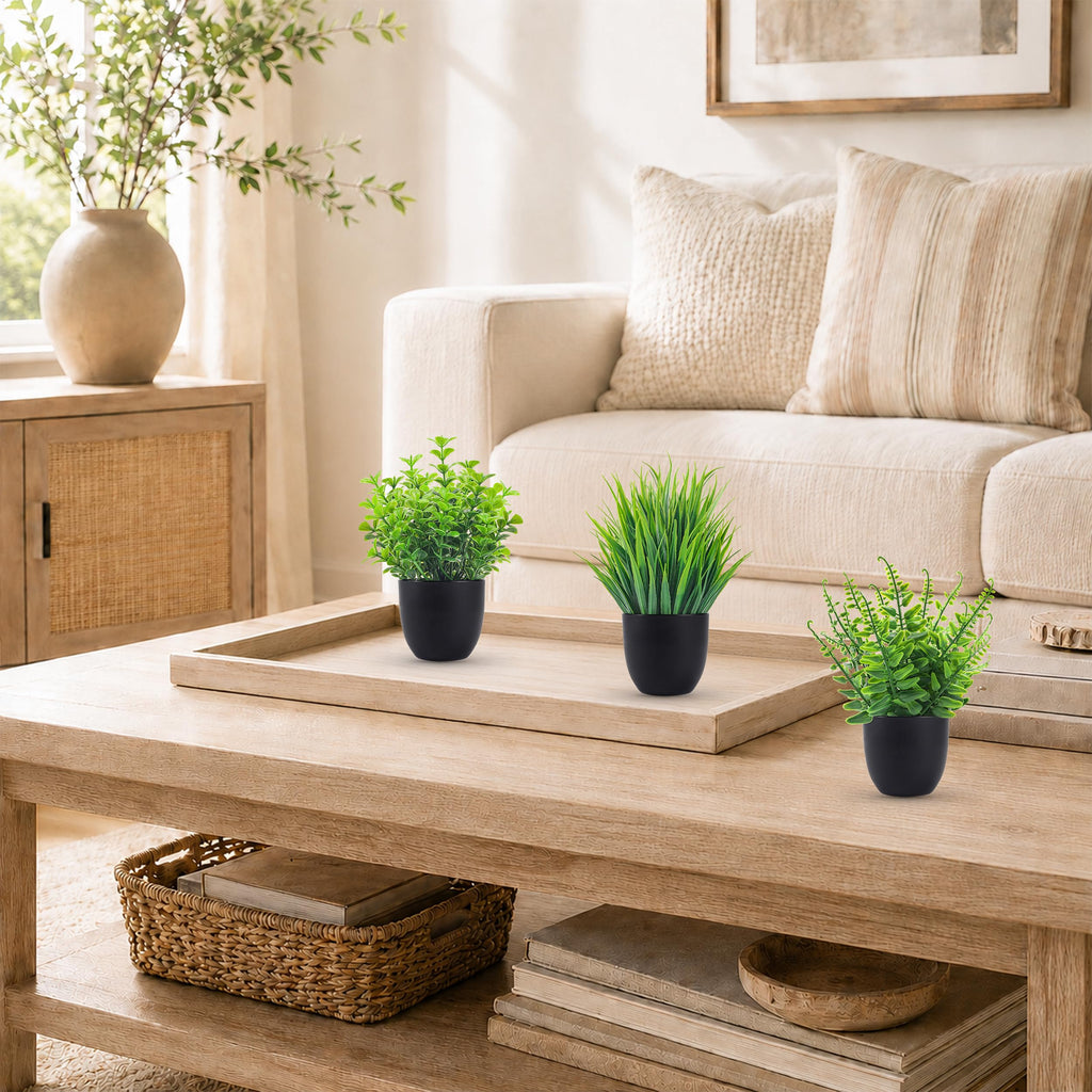 Small Black Faux Potted Plants for Bathroom & Home Decor