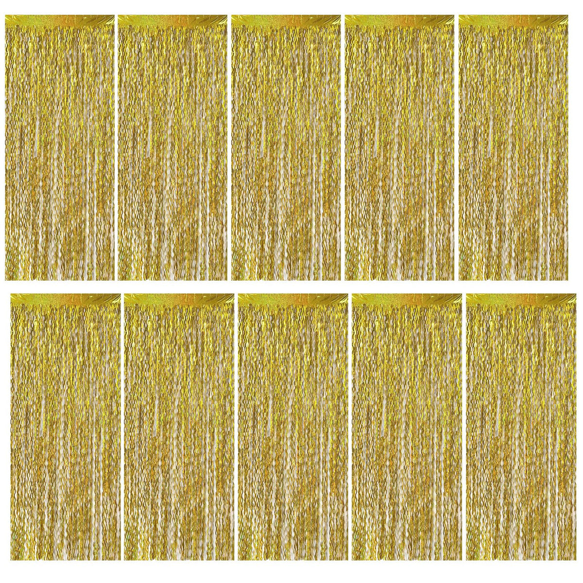 Wavy Metallic Tinsel Fringe Backdrop Curtain for Parties