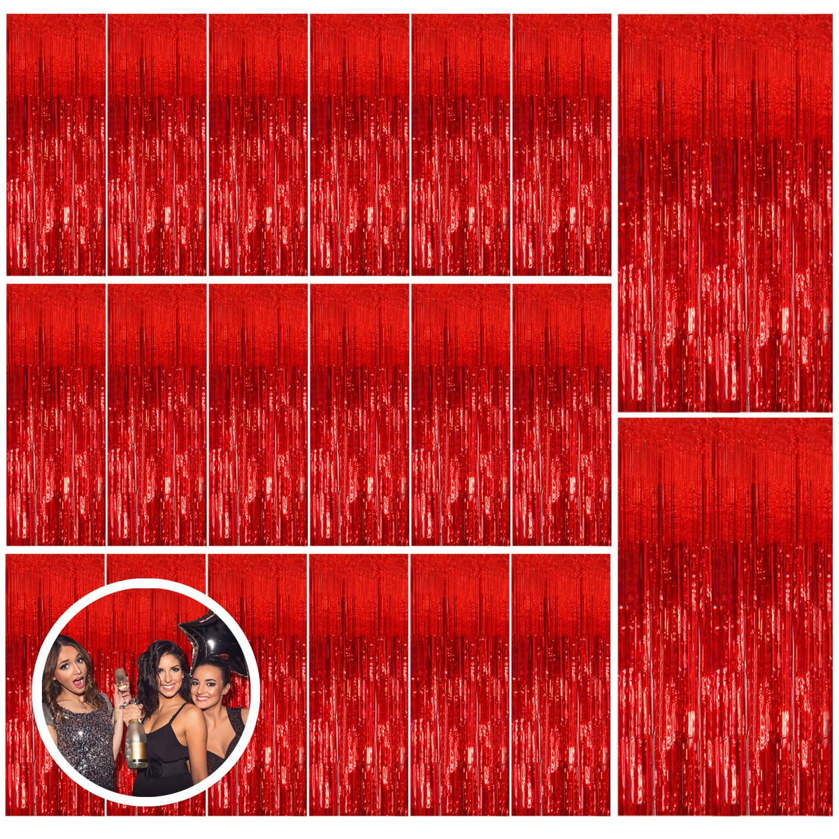 Foil Fringe Streamer Backdrop Curtain for Party Events